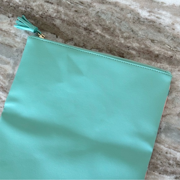 Tropical Print Clutch with Vegan Leather Mint Accents - Beach Vacation Bag - Picture 8 of 16